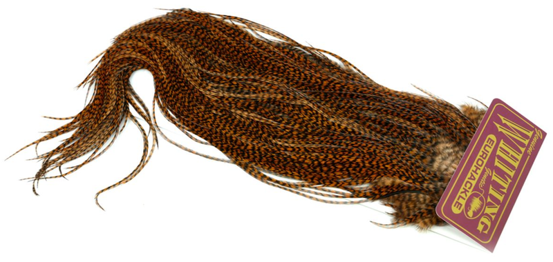 Eurohackle Saddle Grizzly dyed Brown
