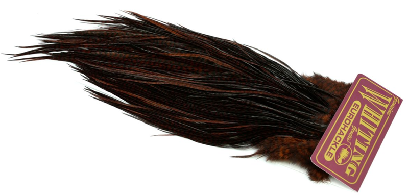 Eurohackle Saddle Grizzly dyed Coachman Brown